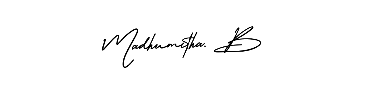 Madhumitha. B stylish signature style. Best Handwritten Sign (AmerikaSignatureDemo-Regular) for my name. Handwritten Signature Collection Ideas for my name Madhumitha. B. Madhumitha. B signature style 3 images and pictures png