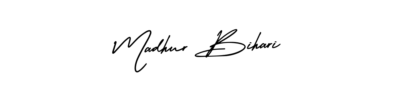 Use a signature maker to create a handwritten signature online. With this signature software, you can design (AmerikaSignatureDemo-Regular) your own signature for name Madhur Bihari. Madhur Bihari signature style 3 images and pictures png