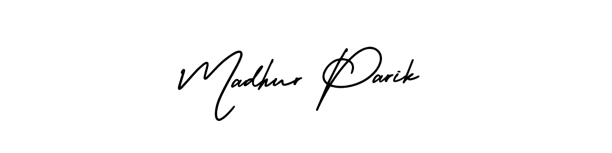 if you are searching for the best signature style for your name Madhur Parik. so please give up your signature search. here we have designed multiple signature styles  using AmerikaSignatureDemo-Regular. Madhur Parik signature style 3 images and pictures png