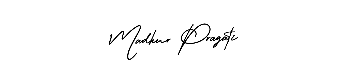 See photos of Madhur Pragati official signature by Spectra . Check more albums & portfolios. Read reviews & check more about AmerikaSignatureDemo-Regular font. Madhur Pragati signature style 3 images and pictures png