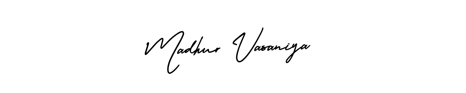 AmerikaSignatureDemo-Regular is a professional signature style that is perfect for those who want to add a touch of class to their signature. It is also a great choice for those who want to make their signature more unique. Get Madhur Vasaniya name to fancy signature for free. Madhur Vasaniya signature style 3 images and pictures png