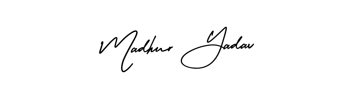 How to make Madhur Yadav name signature. Use AmerikaSignatureDemo-Regular style for creating short signs online. This is the latest handwritten sign. Madhur Yadav signature style 3 images and pictures png