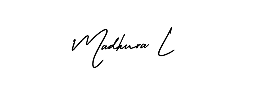 Also we have Madhura L name is the best signature style. Create professional handwritten signature collection using AmerikaSignatureDemo-Regular autograph style. Madhura L signature style 3 images and pictures png