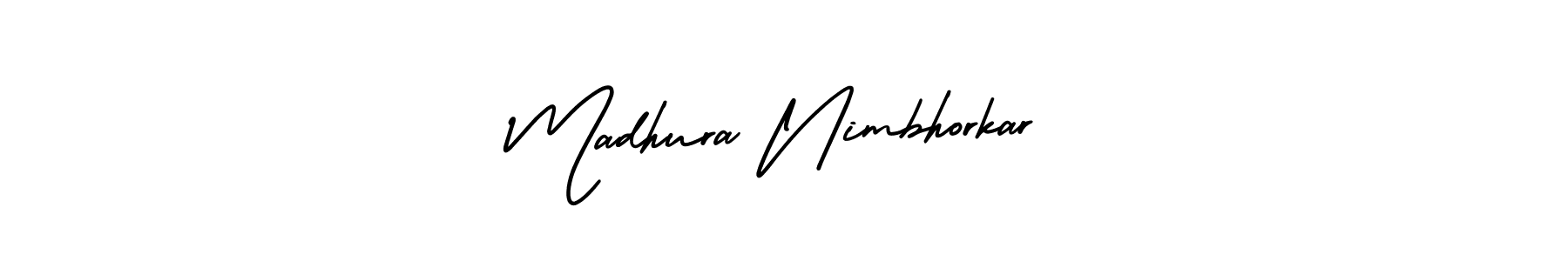 How to make Madhura Nimbhorkar signature? AmerikaSignatureDemo-Regular is a professional autograph style. Create handwritten signature for Madhura Nimbhorkar name. Madhura Nimbhorkar signature style 3 images and pictures png