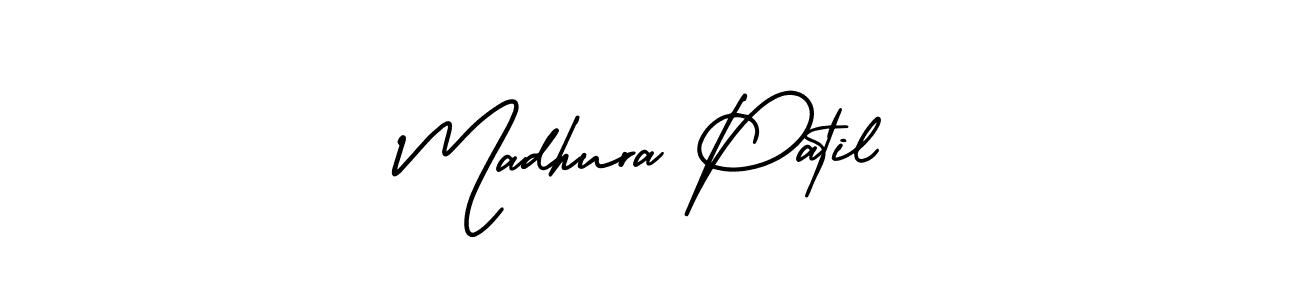 This is the best signature style for the Madhura Patil name. Also you like these signature font (AmerikaSignatureDemo-Regular). Mix name signature. Madhura Patil signature style 3 images and pictures png