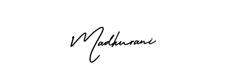 The best way (AmerikaSignatureDemo-Regular) to make a short signature is to pick only two or three words in your name. The name Madhurani include a total of six letters. For converting this name. Madhurani signature style 3 images and pictures png