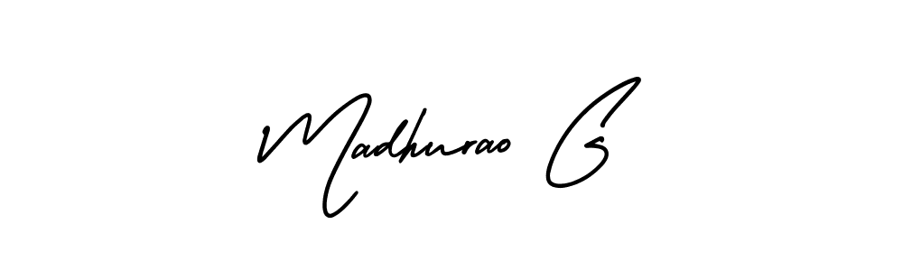 How to make Madhurao G name signature. Use AmerikaSignatureDemo-Regular style for creating short signs online. This is the latest handwritten sign. Madhurao G signature style 3 images and pictures png