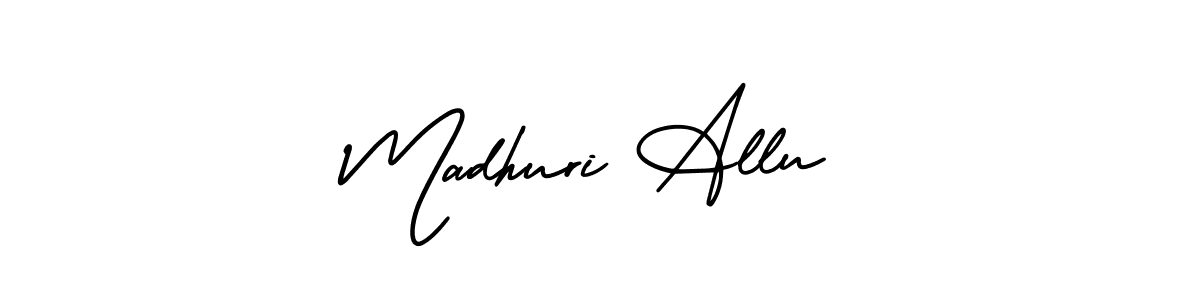 Use a signature maker to create a handwritten signature online. With this signature software, you can design (AmerikaSignatureDemo-Regular) your own signature for name Madhuri Allu. Madhuri Allu signature style 3 images and pictures png