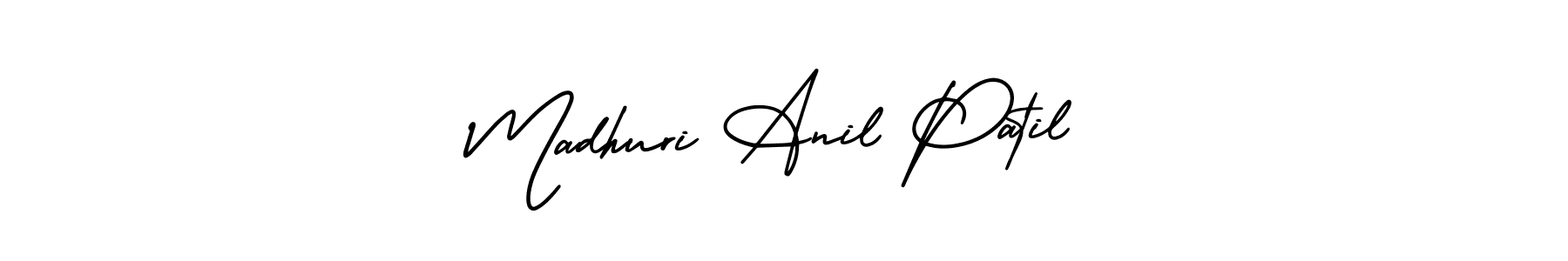 You should practise on your own different ways (AmerikaSignatureDemo-Regular) to write your name (Madhuri Anil Patil) in signature. don't let someone else do it for you. Madhuri Anil Patil signature style 3 images and pictures png