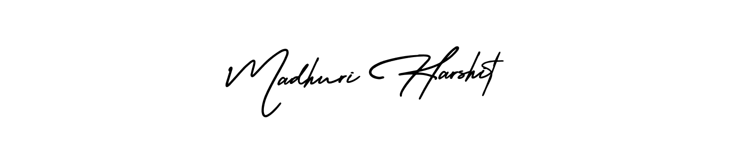 Create a beautiful signature design for name Madhuri Harshit. With this signature (AmerikaSignatureDemo-Regular) fonts, you can make a handwritten signature for free. Madhuri Harshit signature style 3 images and pictures png