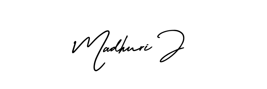 How to make Madhuri J signature? AmerikaSignatureDemo-Regular is a professional autograph style. Create handwritten signature for Madhuri J name. Madhuri J signature style 3 images and pictures png