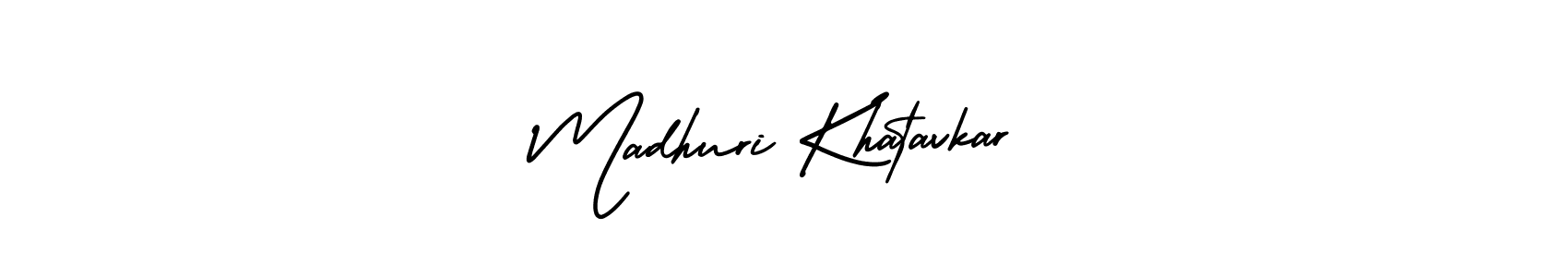 The best way (AmerikaSignatureDemo-Regular) to make a short signature is to pick only two or three words in your name. The name Madhuri Khatavkar include a total of six letters. For converting this name. Madhuri Khatavkar signature style 3 images and pictures png