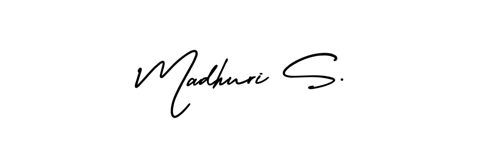 Use a signature maker to create a handwritten signature online. With this signature software, you can design (AmerikaSignatureDemo-Regular) your own signature for name Madhuri S.. Madhuri S. signature style 3 images and pictures png
