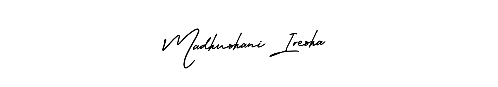 Design your own signature with our free online signature maker. With this signature software, you can create a handwritten (AmerikaSignatureDemo-Regular) signature for name Madhushani Iresha. Madhushani Iresha signature style 3 images and pictures png