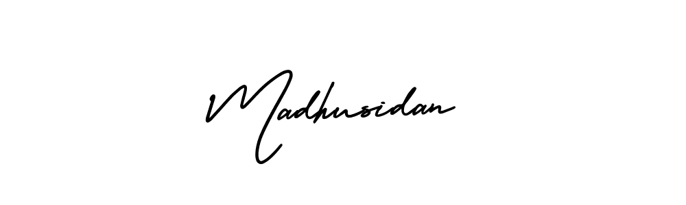The best way (AmerikaSignatureDemo-Regular) to make a short signature is to pick only two or three words in your name. The name Madhusidan include a total of six letters. For converting this name. Madhusidan signature style 3 images and pictures png