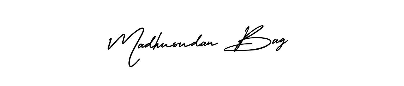 Use a signature maker to create a handwritten signature online. With this signature software, you can design (AmerikaSignatureDemo-Regular) your own signature for name Madhusudan Bag. Madhusudan Bag signature style 3 images and pictures png
