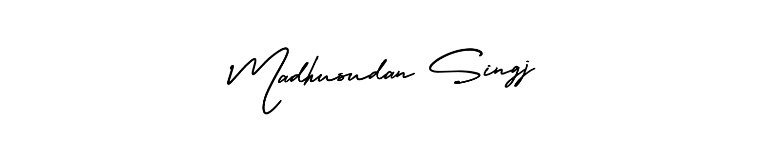 How to make Madhusudan Singj name signature. Use AmerikaSignatureDemo-Regular style for creating short signs online. This is the latest handwritten sign. Madhusudan Singj signature style 3 images and pictures png