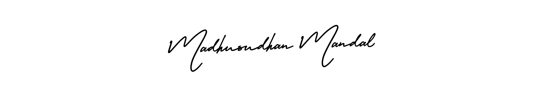 How to make Madhusudhan Mandal name signature. Use AmerikaSignatureDemo-Regular style for creating short signs online. This is the latest handwritten sign. Madhusudhan Mandal signature style 3 images and pictures png