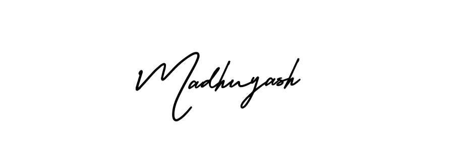 if you are searching for the best signature style for your name Madhuyash. so please give up your signature search. here we have designed multiple signature styles  using AmerikaSignatureDemo-Regular. Madhuyash signature style 3 images and pictures png