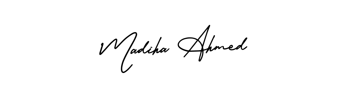 Make a short Madiha Ahmed signature style. Manage your documents anywhere anytime using AmerikaSignatureDemo-Regular. Create and add eSignatures, submit forms, share and send files easily. Madiha Ahmed signature style 3 images and pictures png