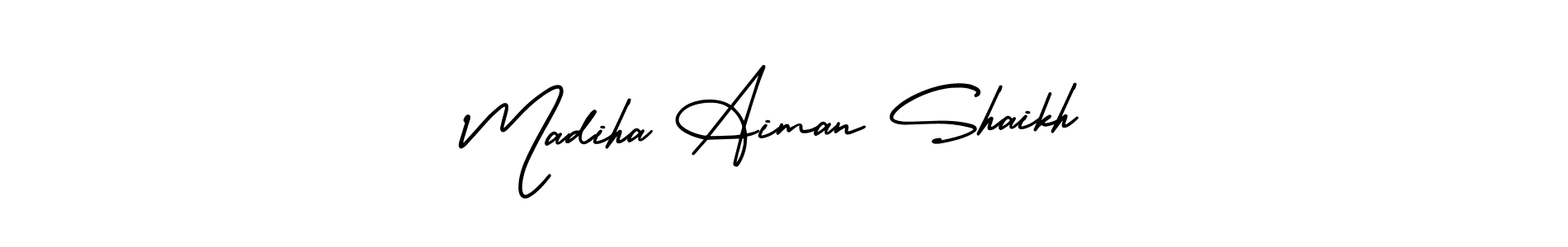 How to make Madiha Aiman Shaikh signature? AmerikaSignatureDemo-Regular is a professional autograph style. Create handwritten signature for Madiha Aiman Shaikh name. Madiha Aiman Shaikh signature style 3 images and pictures png