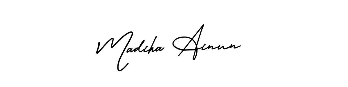 Design your own signature with our free online signature maker. With this signature software, you can create a handwritten (AmerikaSignatureDemo-Regular) signature for name Madiha Ainun. Madiha Ainun signature style 3 images and pictures png