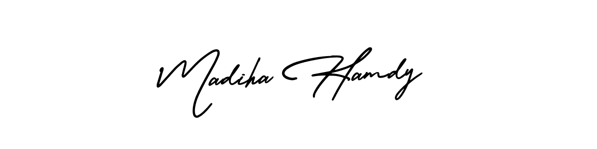 Also You can easily find your signature by using the search form. We will create Madiha Hamdy name handwritten signature images for you free of cost using AmerikaSignatureDemo-Regular sign style. Madiha Hamdy signature style 3 images and pictures png