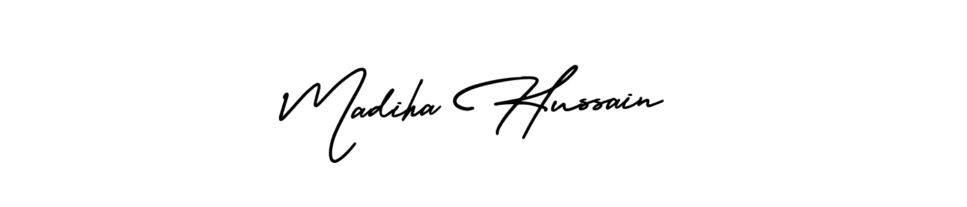 How to make Madiha Hussain signature? AmerikaSignatureDemo-Regular is a professional autograph style. Create handwritten signature for Madiha Hussain name. Madiha Hussain signature style 3 images and pictures png