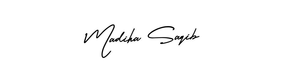 Madiha Saqib stylish signature style. Best Handwritten Sign (AmerikaSignatureDemo-Regular) for my name. Handwritten Signature Collection Ideas for my name Madiha Saqib. Madiha Saqib signature style 3 images and pictures png