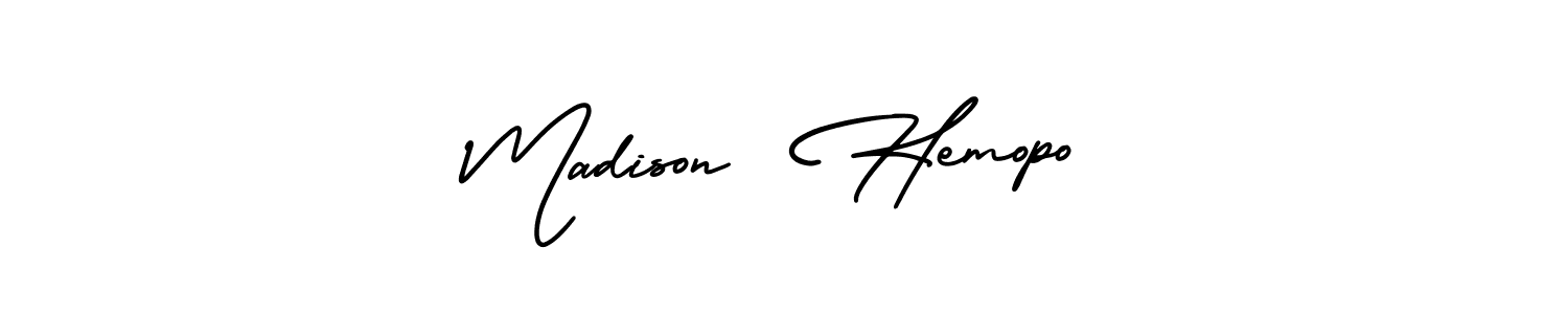 Similarly AmerikaSignatureDemo-Regular is the best handwritten signature design. Signature creator online .You can use it as an online autograph creator for name Madison  Hemopo. Madison  Hemopo signature style 3 images and pictures png