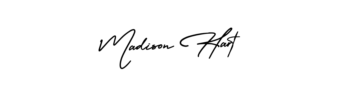 The best way (AmerikaSignatureDemo-Regular) to make a short signature is to pick only two or three words in your name. The name Madison Hart include a total of six letters. For converting this name. Madison Hart signature style 3 images and pictures png