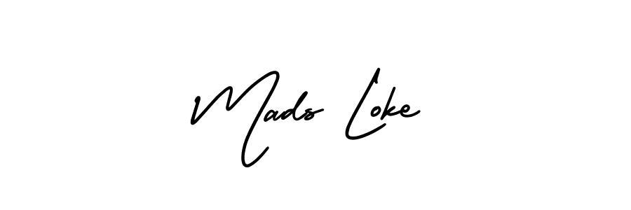 How to make Mads Loke name signature. Use AmerikaSignatureDemo-Regular style for creating short signs online. This is the latest handwritten sign. Mads Loke signature style 3 images and pictures png