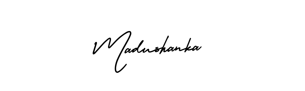 The best way (AmerikaSignatureDemo-Regular) to make a short signature is to pick only two or three words in your name. The name Madushanka include a total of six letters. For converting this name. Madushanka signature style 3 images and pictures png