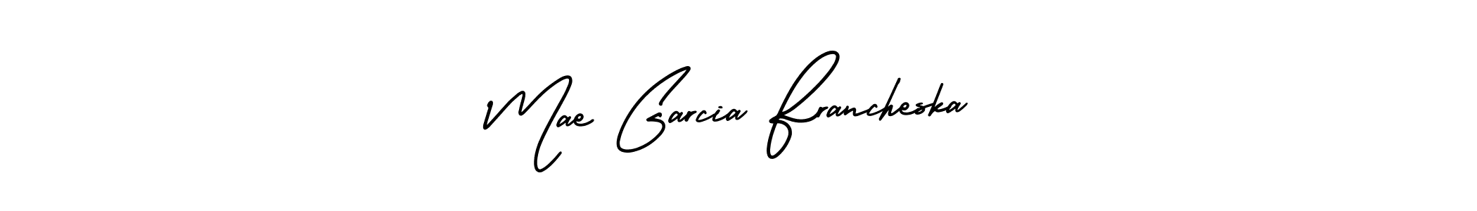 The best way (AmerikaSignatureDemo-Regular) to make a short signature is to pick only two or three words in your name. The name Mae Garcia Francheska include a total of six letters. For converting this name. Mae Garcia Francheska signature style 3 images and pictures png