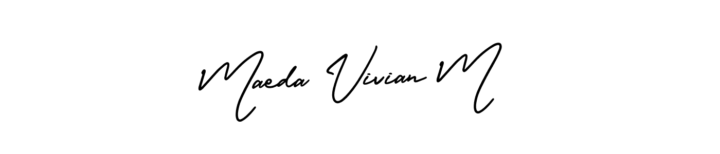 This is the best signature style for the Maeda Vivian M name. Also you like these signature font (AmerikaSignatureDemo-Regular). Mix name signature. Maeda Vivian M signature style 3 images and pictures png