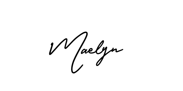 You should practise on your own different ways (AmerikaSignatureDemo-Regular) to write your name (Maelyn) in signature. don't let someone else do it for you. Maelyn signature style 3 images and pictures png