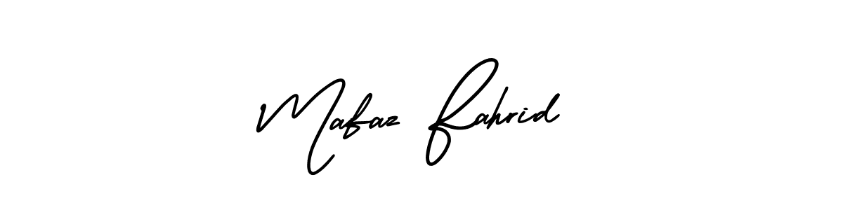 The best way (AmerikaSignatureDemo-Regular) to make a short signature is to pick only two or three words in your name. The name Mafaz Fahrid include a total of six letters. For converting this name. Mafaz Fahrid signature style 3 images and pictures png