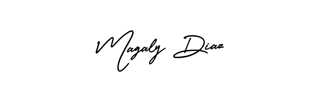 The best way (AmerikaSignatureDemo-Regular) to make a short signature is to pick only two or three words in your name. The name Magaly Diaz include a total of six letters. For converting this name. Magaly Diaz signature style 3 images and pictures png