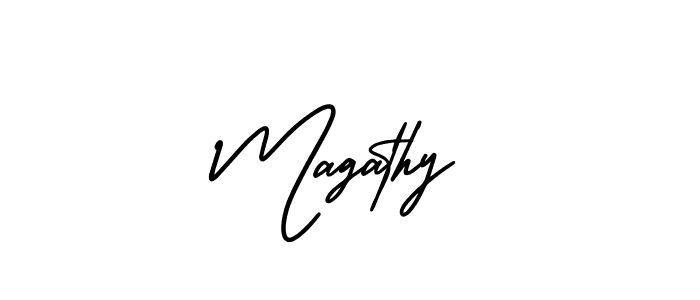 Magathy stylish signature style. Best Handwritten Sign (AmerikaSignatureDemo-Regular) for my name. Handwritten Signature Collection Ideas for my name Magathy. Magathy signature style 3 images and pictures png