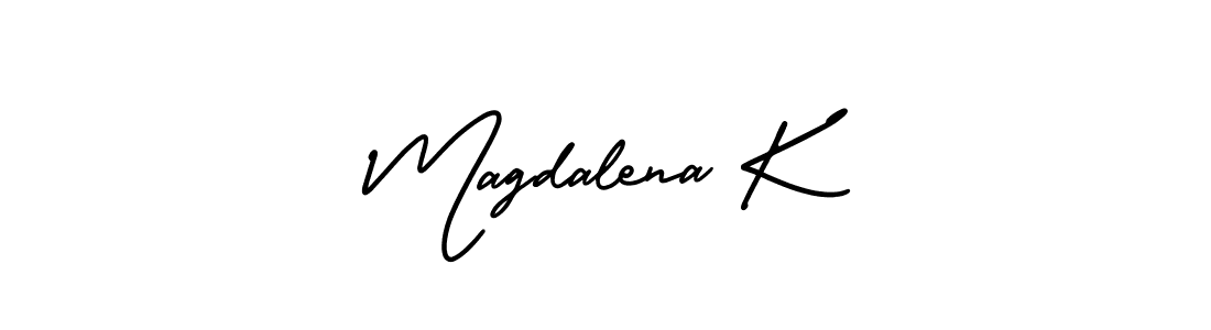 Magdalena K stylish signature style. Best Handwritten Sign (AmerikaSignatureDemo-Regular) for my name. Handwritten Signature Collection Ideas for my name Magdalena K. Magdalena K signature style 3 images and pictures png