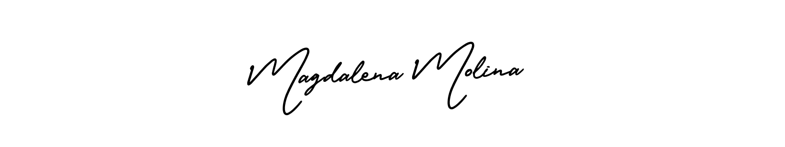 AmerikaSignatureDemo-Regular is a professional signature style that is perfect for those who want to add a touch of class to their signature. It is also a great choice for those who want to make their signature more unique. Get Magdalena Molina name to fancy signature for free. Magdalena Molina signature style 3 images and pictures png