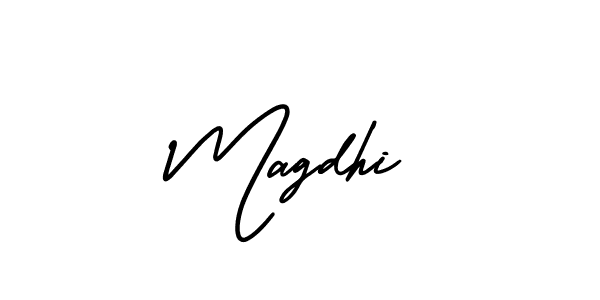 Magdhi stylish signature style. Best Handwritten Sign (AmerikaSignatureDemo-Regular) for my name. Handwritten Signature Collection Ideas for my name Magdhi. Magdhi signature style 3 images and pictures png