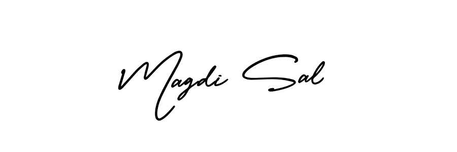 The best way (AmerikaSignatureDemo-Regular) to make a short signature is to pick only two or three words in your name. The name Magdi Sal include a total of six letters. For converting this name. Magdi Sal signature style 3 images and pictures png