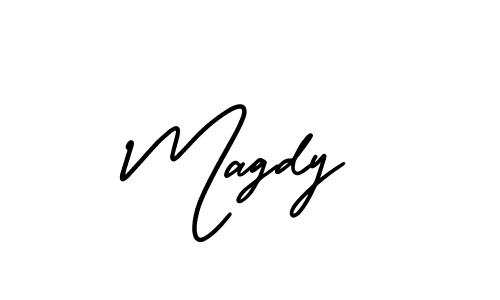 You should practise on your own different ways (AmerikaSignatureDemo-Regular) to write your name (Magdy) in signature. don't let someone else do it for you. Magdy signature style 3 images and pictures png