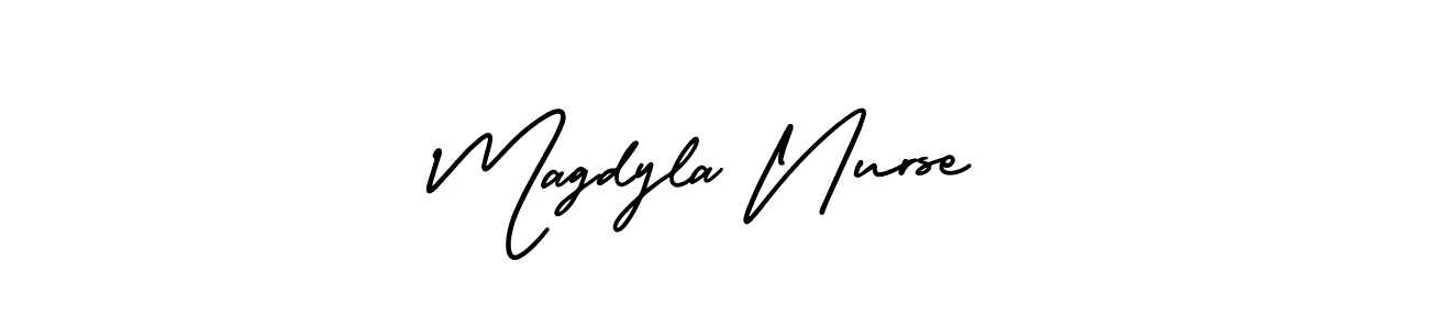 This is the best signature style for the Magdyla Nurse name. Also you like these signature font (AmerikaSignatureDemo-Regular). Mix name signature. Magdyla Nurse signature style 3 images and pictures png