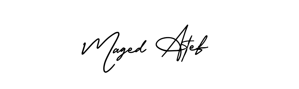 Make a short Maged Atef signature style. Manage your documents anywhere anytime using AmerikaSignatureDemo-Regular. Create and add eSignatures, submit forms, share and send files easily. Maged Atef signature style 3 images and pictures png
