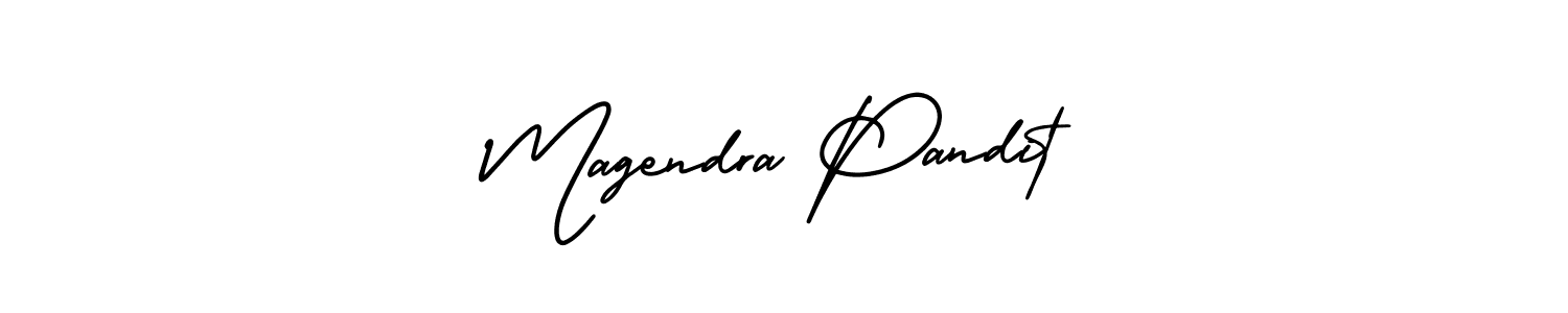 This is the best signature style for the Magendra Pandit name. Also you like these signature font (AmerikaSignatureDemo-Regular). Mix name signature. Magendra Pandit signature style 3 images and pictures png