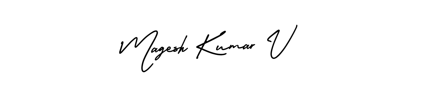 It looks lik you need a new signature style for name Magesh Kumar V. Design unique handwritten (AmerikaSignatureDemo-Regular) signature with our free signature maker in just a few clicks. Magesh Kumar V signature style 3 images and pictures png