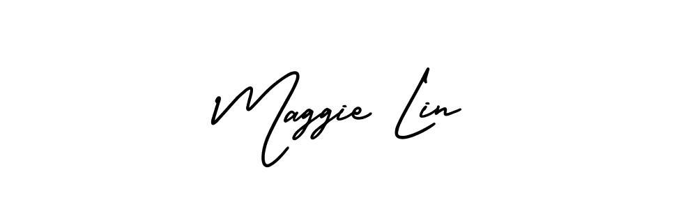 The best way (AmerikaSignatureDemo-Regular) to make a short signature is to pick only two or three words in your name. The name Maggie Lin include a total of six letters. For converting this name. Maggie Lin signature style 3 images and pictures png