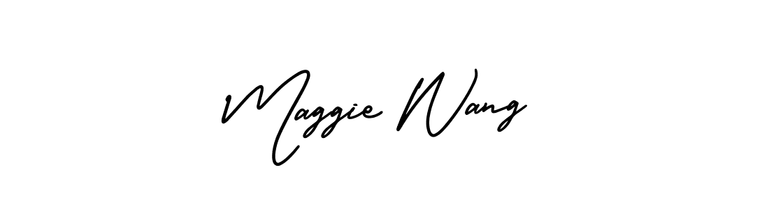 You should practise on your own different ways (AmerikaSignatureDemo-Regular) to write your name (Maggie Wang) in signature. don't let someone else do it for you. Maggie Wang signature style 3 images and pictures png